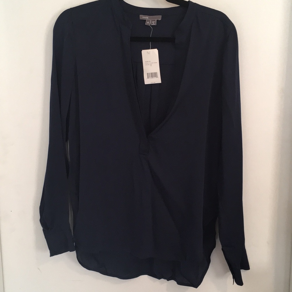 Vince Long Sleeve Silk Top
